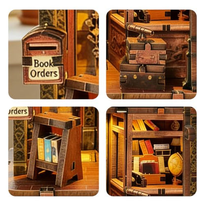 Music Park Book Nook for Adults, 3D Wooden Puzzle Mini Bookstore with LED - color: Mini Bookstore