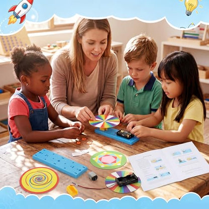 Outus 12 Pack STEM Craft Set for Kids 8-12 Newton's Color Disc Kits STEM Robot Kit Toys Educational Robotics DIY Project for Kids Classroom Activities Science Experiments and School Clubs