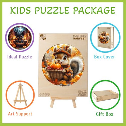 Fall Wooden Puzzles for Kids Ages 6-8 - Squirrel Harvest - color: Squirrel's Harvest
