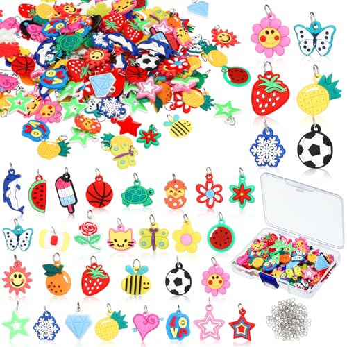 Hungdao 200 Pcs Rubber Loom Band Charm Only Silicone Rainbow Bracelet Charm