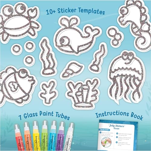 Imagimake DIY Jelly Stickers - Ocean, 10 Stickers, Low-Mess Art Kit - style: Ocean