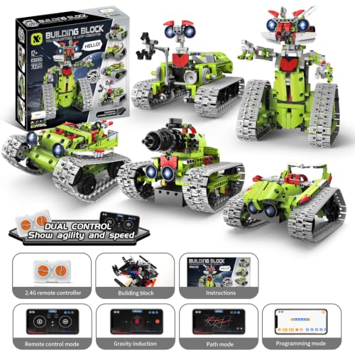 5 in 1 Robot Building Kit for Kids 705 PCS, STEM Building Blocks Set