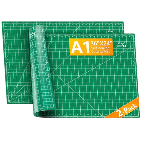 Ecraft 2-Pack 24"x36" Self-Healing Sewing Mat: Large Double-Sided Green 5-Ply Hobby Mat, A1 Rotary Cutting Mat for Sewing, Quilting & Fabric Crafts - color: Green, size: 24" x 36"（2-Pack）