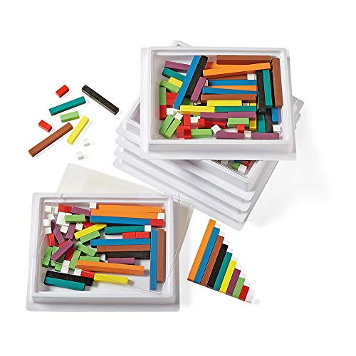 hand2mind Wooden Cuisenaire Rods with Trays, Math Manipulatives, Montessori Math Rods, Math Counters, Math Blocks, Counting Blocks, Montessori Math, Fraction Bars, Number Rods (Set of 6) - style: Trays Set
