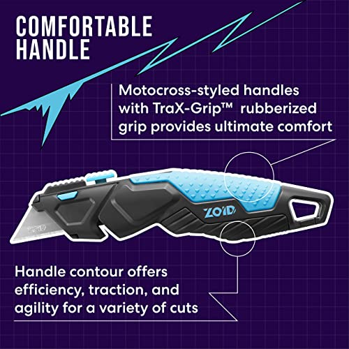 Zoid 3-in-1 Adjustable Utility Knife with Contoured Body and Trax-Grip for Safe and Easy Cutting, Functions as a Precision Utility Knife, Wire Stripper, and Carabiner, Box Cutter, Wire Cutter - size: Single, style: 3-in-1 Adjustable Utility Knife