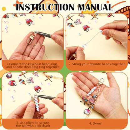 CraftyDream 558 Pcs Ice Cream Drip Baseball Keychain Making Kit DIY Craft - style: Ice Cream Drip Baseball