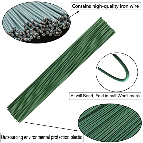 Arlai Pack of 50, Diameter 2mm Dark Green Paper Wrapped Floral stem Wire 16 Inch Floral Stem Wire - DIY Bouquet Stem Wrapping and Crafts - color: 50 pcs Dark green