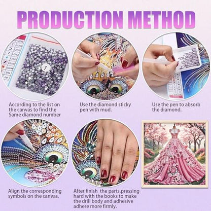 JATOK Diamond Art Kits for Adults, Princess Dress, Special-Shaped Gems - color: Denim