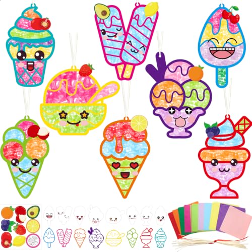 WorldBazaar Ice Cream Suncatcher Crafts 16 Sets Classroom Activities