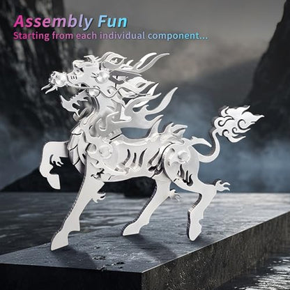 FILASLFT 3D Metal Puzzles for Adults,Mechanical Model Kit Flaming Kirin - color: A7-flaming Kirin-silvery