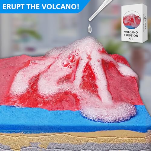 PIBEX Volcano & Ocean Dig Kit, 20+ Real Fossils, Rocks, Shells & Geode