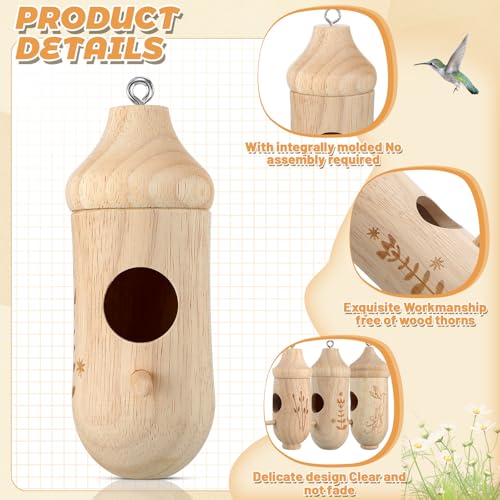 Briwooody 12 Pack Hummingbird House Wooden DIY Kit with Paint and Brushes