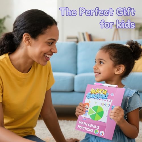 Magnetic Fraction Educational Puzzle with Fraction Tiles & Circles, Math Manipulatives Montessori Learning Toys to Help Kids Learn Fractions and Build Early Math Skills (Pink) - style: Pink