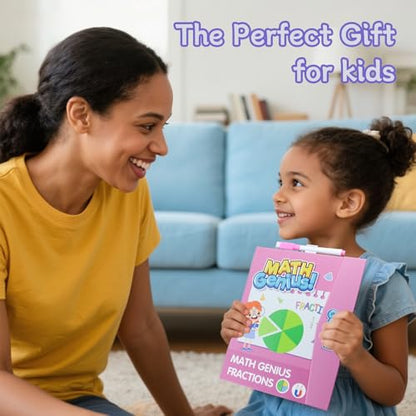 Magnetic Fraction Educational Puzzle with Fraction Tiles & Circles, Math Manipulatives Montessori Learning Toys to Help Kids Learn Fractions and Build Early Math Skills (Pink) - style: Pink
