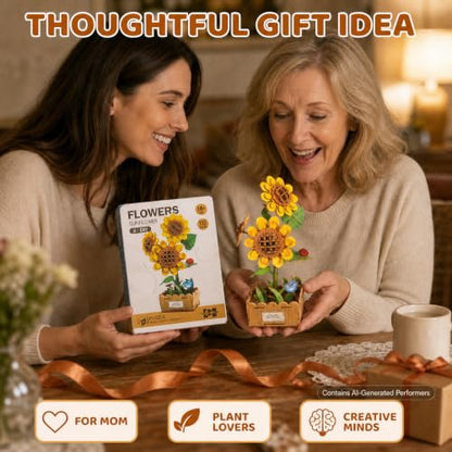 Evankin 3D Wooden Sunflower Puzzle Kit, DIY Bouquet Model - color: Sunflower
