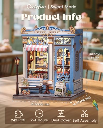 Cutefun Book Nook Kit - DIY Miniature Dollhouse Kit for Adults and Teens - color: Sweet Marie