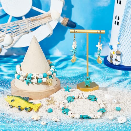 SUNNYCLUE 1 Box 292Pcs Sea Turtle Beads Seashell Starfish Beads Lucky Turquoise Spacers Ocean Summer Hawaii Sea Animal Shell Charms for Jewelry Making Beading Kits Women Adult Gift Supplies - color: Boho Styles Beads Kit-9