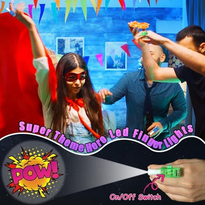 CHUNNIN 36 Pcs Hero LED Finger Lights Glow in Dark Super Party Favors - style: Hero