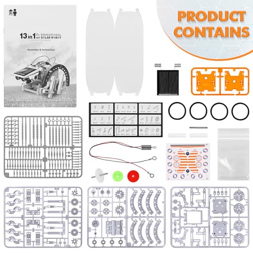 STEM 13-in-1 Education Solar Power Robots Toys for Boys Age 8+ - color: Silver