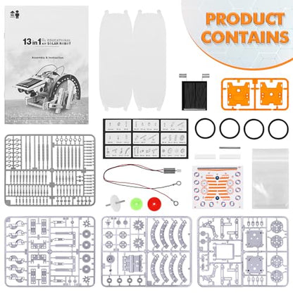 STEM 13-in-1 Education Solar Power Robots Toys for Boys Age 8+ - color: Silver