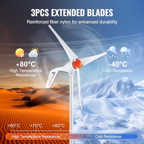 VEVOR 12V-500W Wind Turbine Generator Kit with Anemometer, 3-Blade Wind Power Generator, MPPT Controller & Adjustable Windward Direction, Suitable for Home, RVs, Boats, Farm - style: 12V 500W 3-Blade with Anemometer