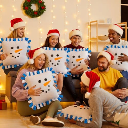 Chunful 6 Sets Winter Button Snowman Tied Pillow Craft Kit - style: Winter Snowman