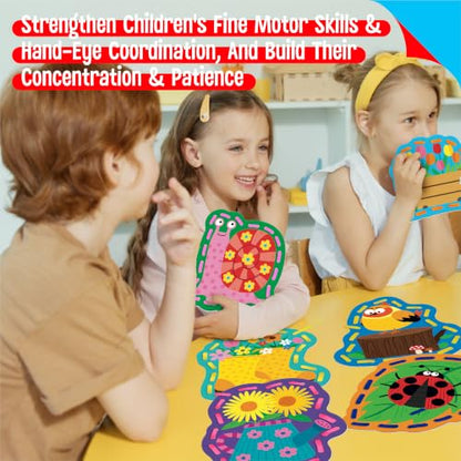 Kids Lacing Cards, 9 PCS Double-sided Garden-themed S Cards with 9 Laces - color: Garden-Themed
