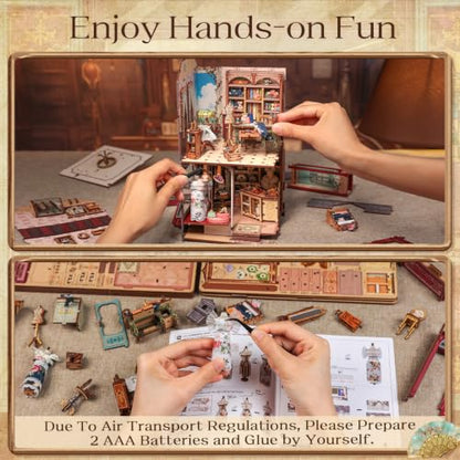 CUTEBEE Book Nook Kit 3D Wooden Puzzle DIY Miniature House for Adults