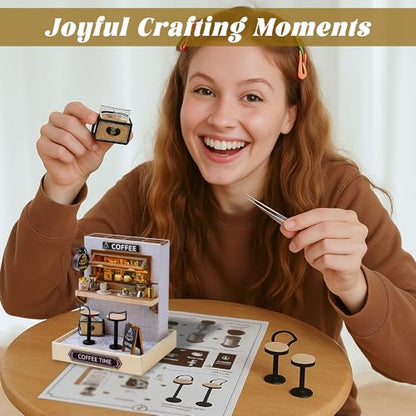 Flever Dollhouse Miniature DIY House Kit Creative Room with Furniture for Romantic Valentine's Gift (Coffee Time) - color: Coffee Time