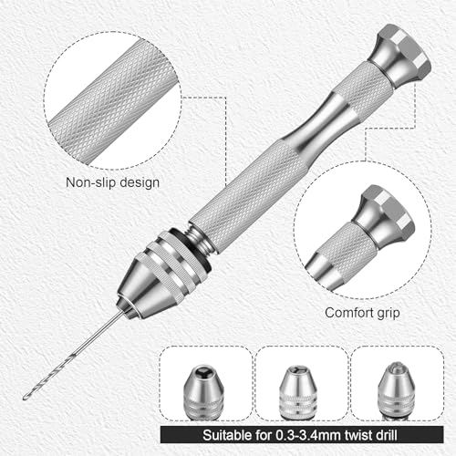 Mudder 36 Pcs Pin Vise Hand with Micro Drill Bits Set, Sliver - color: Silver