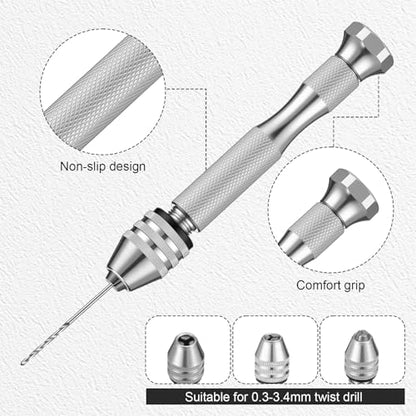 Mudder 36 Pcs Pin Vise Hand with Micro Drill Bits Set, Sliver - color: Silver