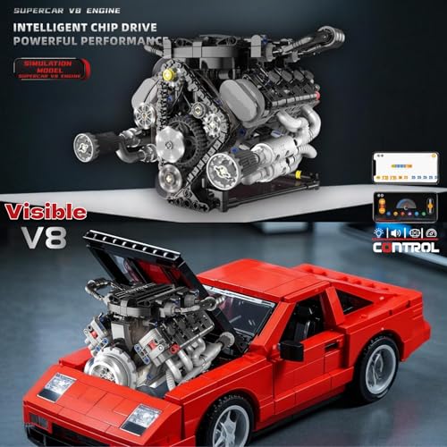 V8 Engine Building Kits that Runs with Motor & APP Controls,715+Pcs