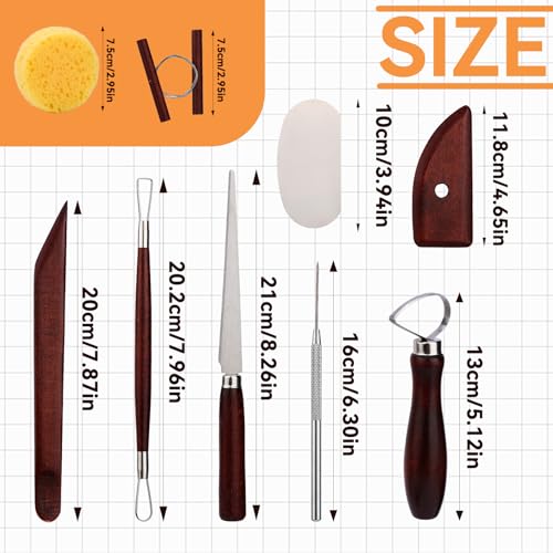 Pottery Tools Kit, Clay Tools Set, Ceramic Tool Kit - color: Red
