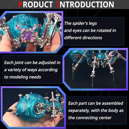 3D Metal Puzzles for Adults,3D Spider Metal Model Kits Metal Building Kit - color: Blue and Purple