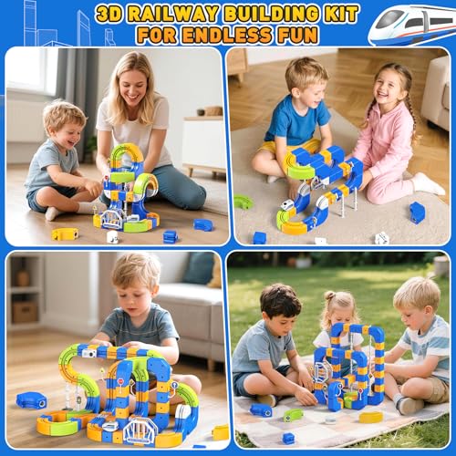Electric Train Set for Kids 5-8, 225 Pcs 3D Track & 2 Trains - size: 225PCS(80 Tracks +2Trains)
