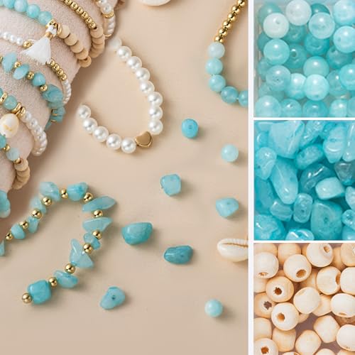 Xylise Jewelry Making Supplies Kit Natural Stone Beads for Irregular Natural Stone with for DIY Craft Bracelet Necklace Earrings for Adults (Blue) - color: Blue
