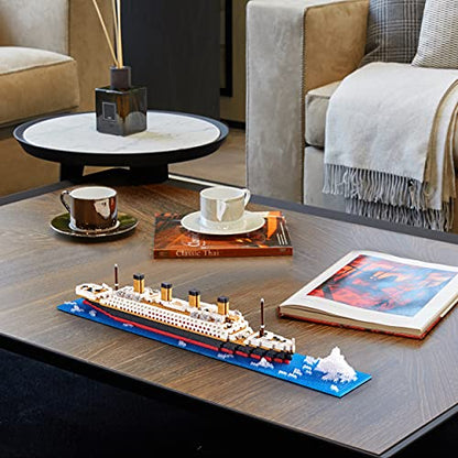 Titanic Building Block Set, Micro Building Briks Cruise Ship Model Kit with Detailed Iceberg Scene, Creative Collectible Gift for Adults and Teens ( 1872PCS )