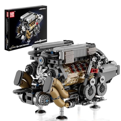 Mould King W16 Engine Kits that Runs, Build Your Own Twin V8 Engine, Visible Car Motor Blocks Set, Physical Science Experiment Models for Teens, Best STEM Toy Gifts for 14+ and Adult 10131 (952 Pcs) - style: W16 Engine