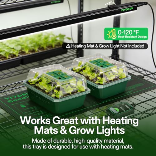 VIVOSUN 6-Pack Seed Starter Trays, 72-Cell Starter Kit with Humidity Dome - size: 6-Pack 72-Cell, style: Trays