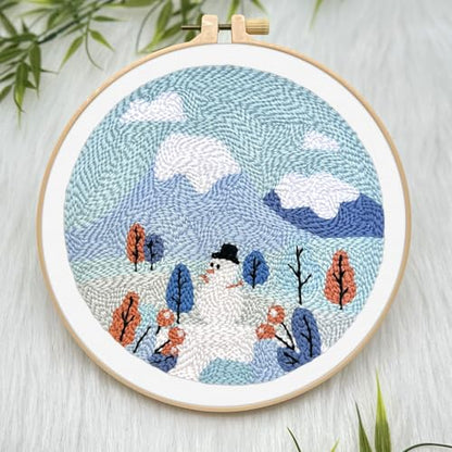 ERKOON Punch Needle Kit Adults Beginners, DIY Easy Landscapes Embroidery Set for Starter Art Craft, Needling Punch Project with Patterns, Tools, Yarns, Hoop, Instruction (Winter) - color: Winter