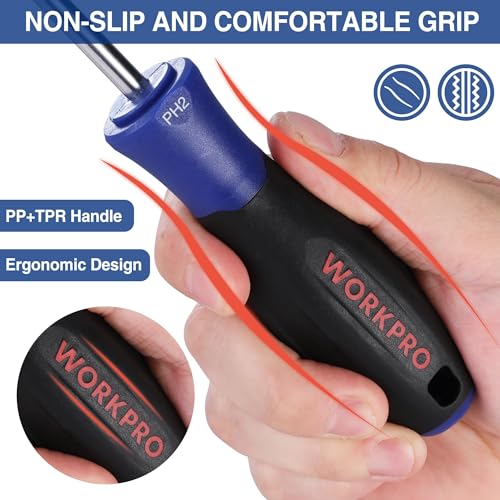 WORKPRO 10-Piece Magnetic Screwdriver Set with Pouch, Blue - color: Blue