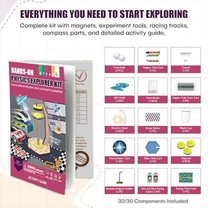 Physics Science Kit for Kids Ages 8-12 | STEM Educational Gift with 16 Experiments | Static Electricity, Magnetism & Air Pressure | DIY Science Set for Boys & Girls Birthday Christmas