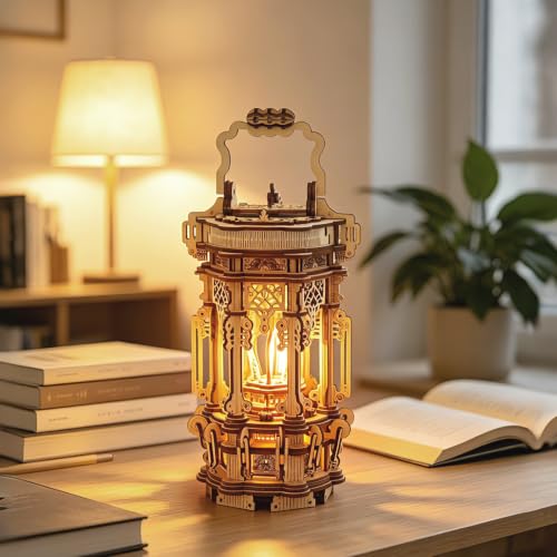 3D Wooden Puzzles for Adults, LED Light Lantern Building Model Kit