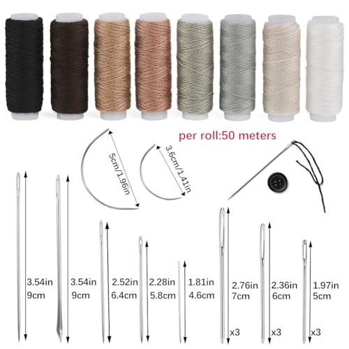 BAGERLA Upholstery Repair Sewing Kit Heavy Duty Sewing Kit with Awl Tools, Seam Ripper, Hand Stitching Needles, Upholstery Thread, Leather Craft Tool for Shoes Sofa Tent Carpet Craft DIY