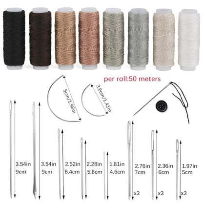 BAGERLA Upholstery Repair Sewing Kit Heavy Duty Sewing Kit with Awl Tools, Seam Ripper, Hand Stitching Needles, Upholstery Thread, Leather Craft Tool for Shoes Sofa Tent Carpet Craft DIY