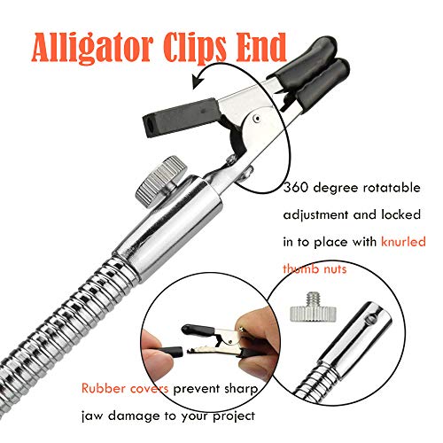 Toolour Helping Hands Soldering Third Hand Tool Tabletop Clamp Base with 2 Nickel Plated Flexible Arms and Rotatable Alligator Clips for Electronics Repair Assembly Jewelry DIY Arts Craft Hobby - style: D