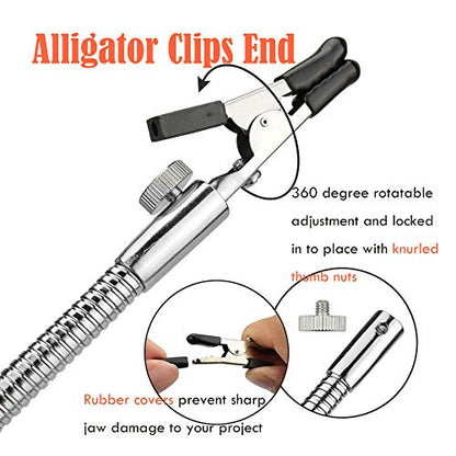 Toolour Helping Hands Soldering Third Hand Tool Tabletop Clamp Base with 2 Nickel Plated Flexible Arms and Rotatable Alligator Clips for Electronics Repair Assembly Jewelry DIY Arts Craft Hobby - style: D