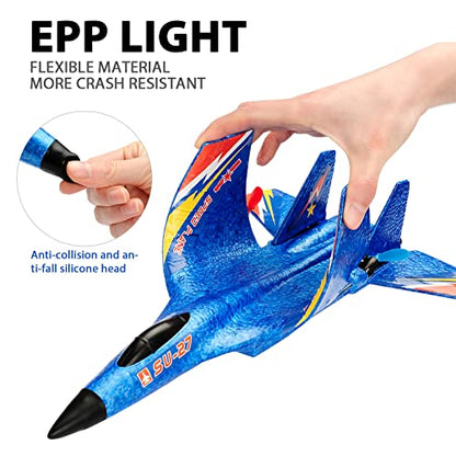 SU-27 RC Airplane for Kids Adults Beginners Fighter Jet Ready To Fly - color: Blue Su27