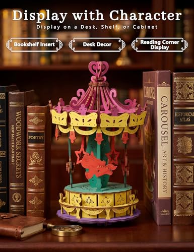 BOOZUU Paintable 3D Wooden Carousel Puzzle for Adults