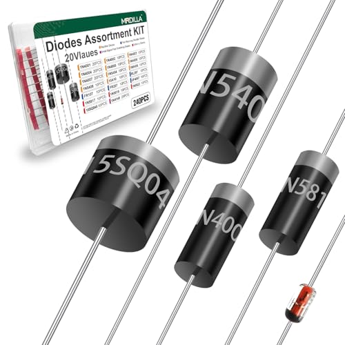 240PCS Diode Assortment Kit, 20 Values Rectifier & Schottky Diodes - size: 20 Values 240Pcs
